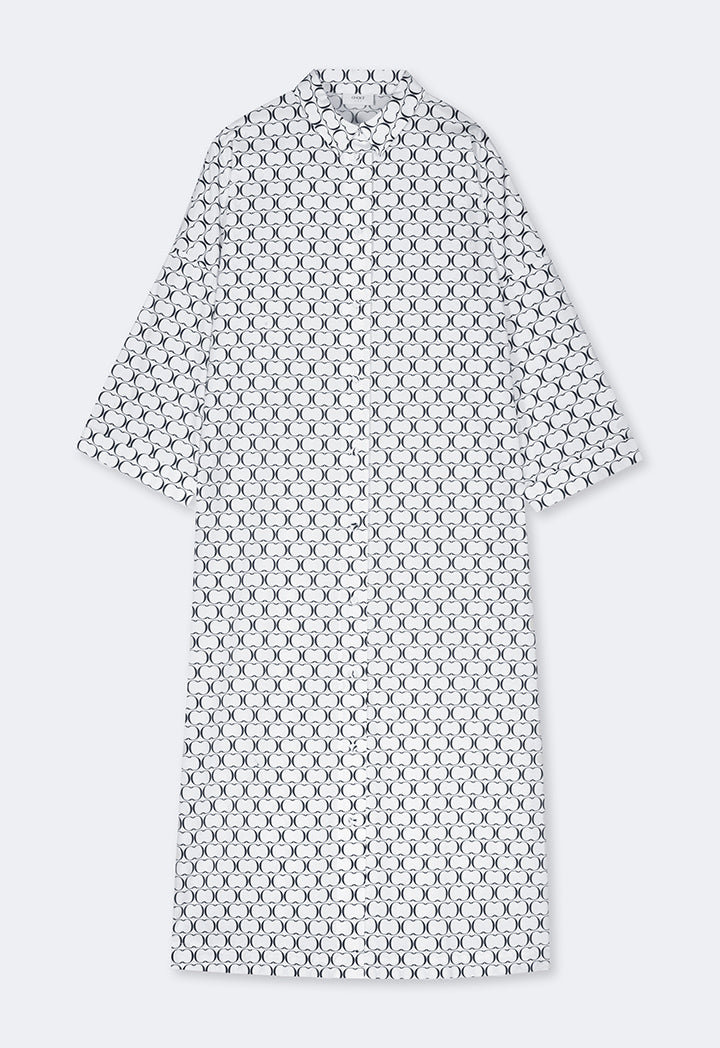 Choice Monogram Print Shirt Dress Navy-White