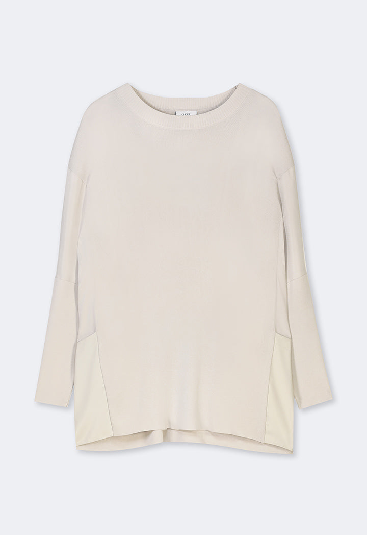 Choice Solid Oversized Knitted Blouse Sand