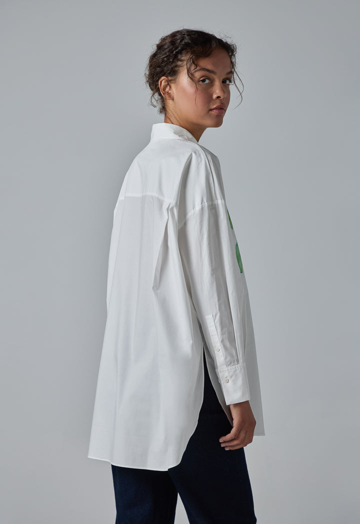 Choice Printed Motif Long Sleeve Shirt Off White