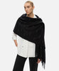 Ipekyol Rhinestone Embellished Fringed Shawl Black