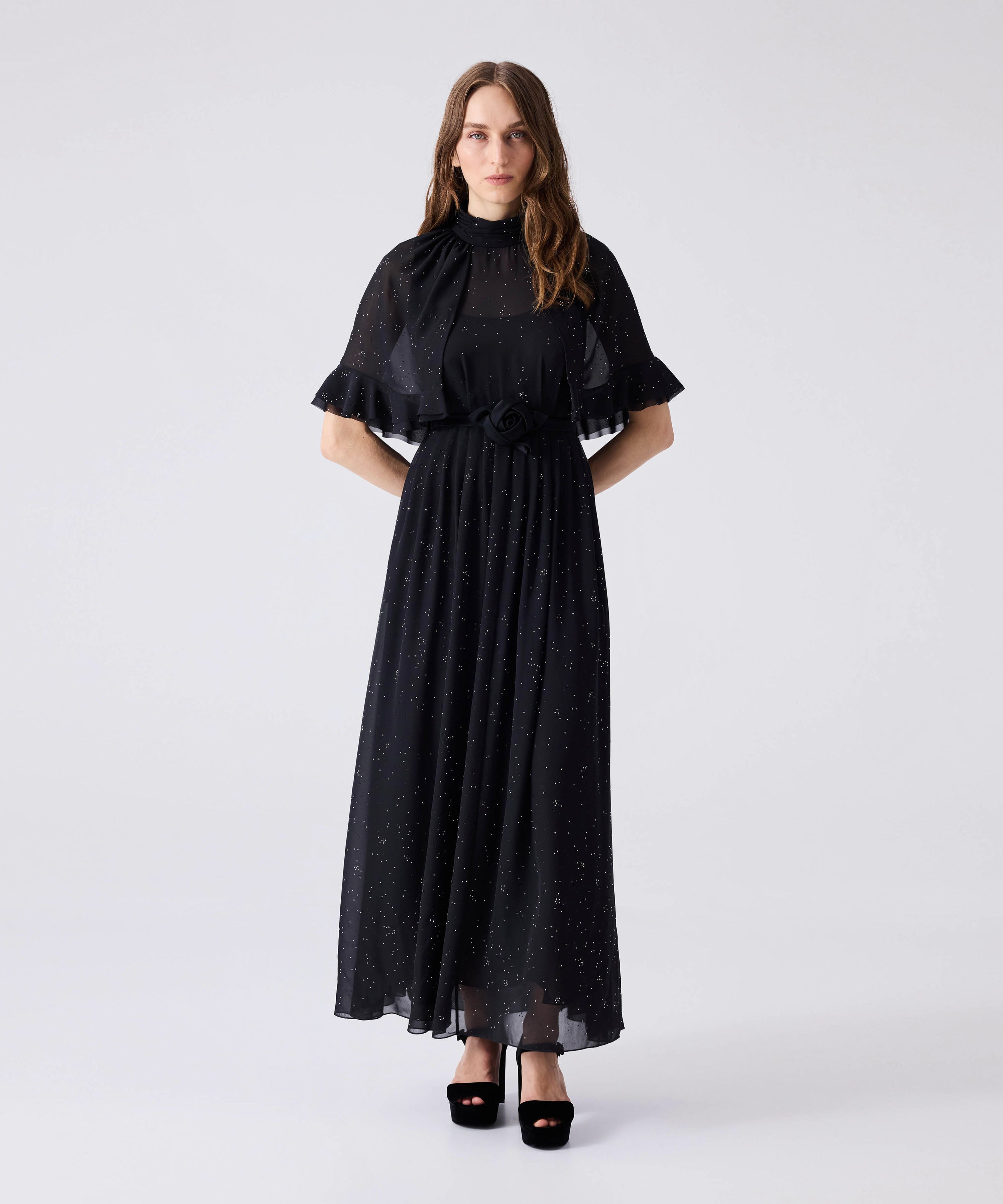 Machka Hotfix Printed And Belted Dress Black – Wardrobe