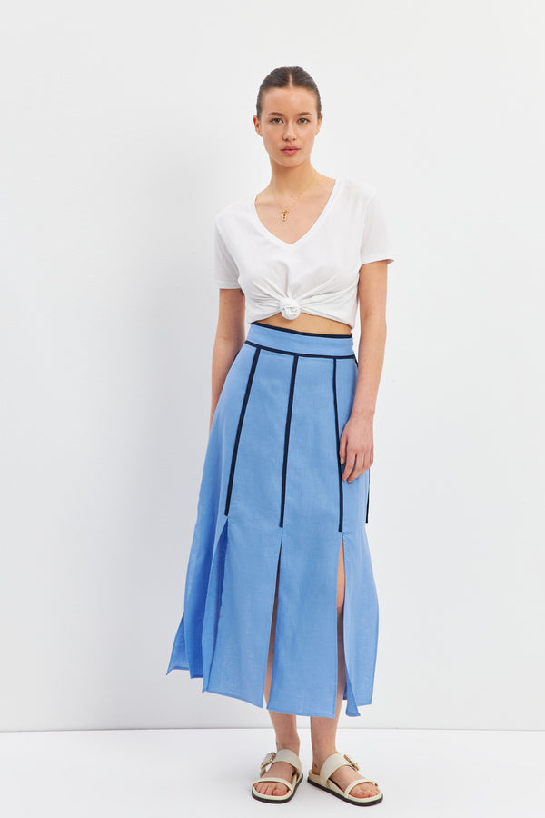 Setre Striped Detail Midi Skirts Blue