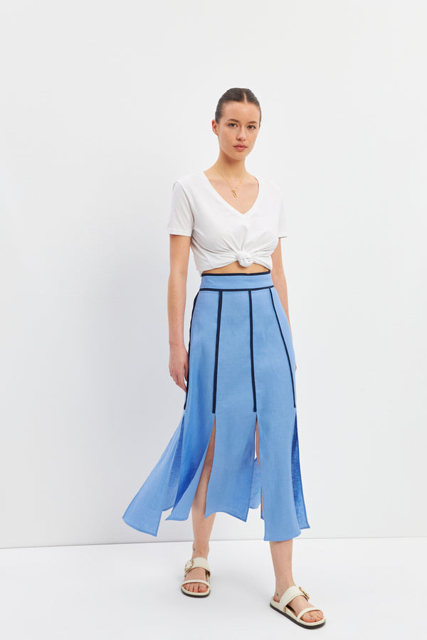 Setre Striped Detail Midi Skirts Blue