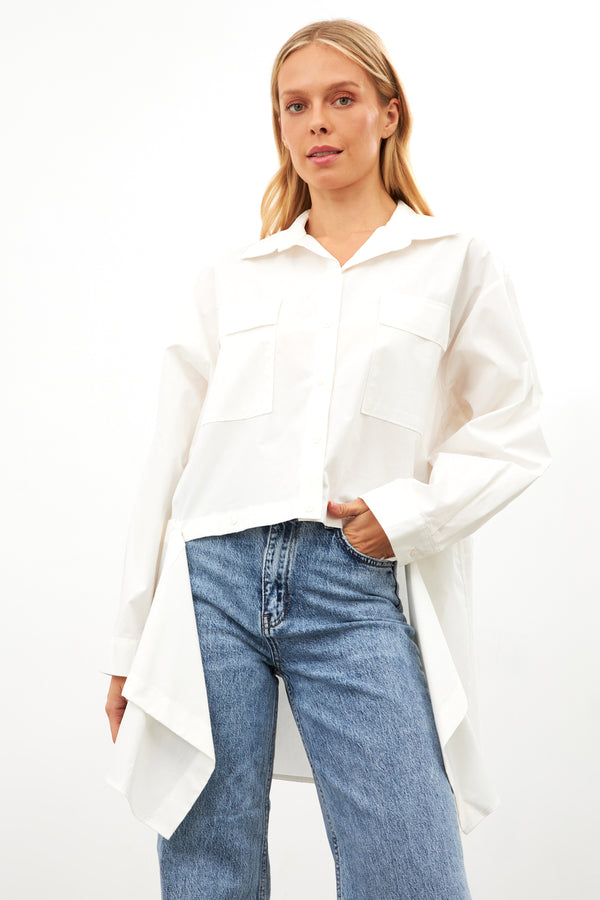 Setre Asymmetric Detail Pocket Long Sleeve Shirt Ecru