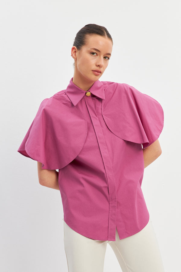 Setre Short-Sleeve Shirts With Cape Detail Dusty Rose