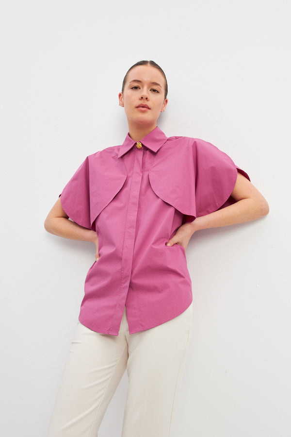 Setre Short-Sleeve Shirts With Cape Detail Dusty Rose