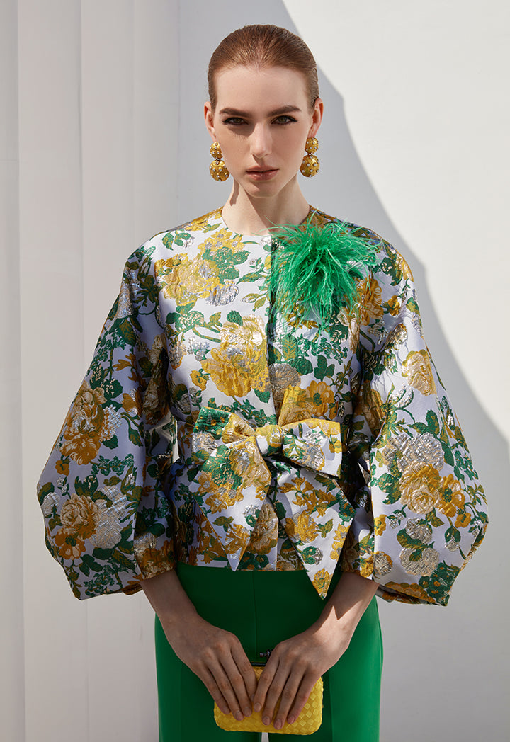 Choice Short Jacquard Textured Jacket Green – Wardrobe