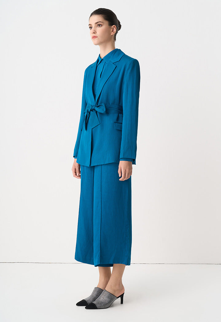 Choice Solid Notched Collar Blazer Teal