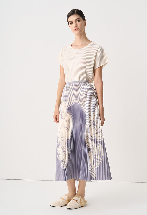Choice Contrast Printed Pleated Skirt Print