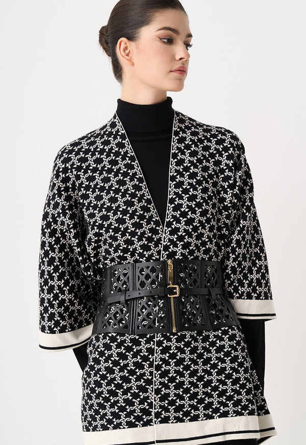 Choice Open Two Toned Winter Poncho Black