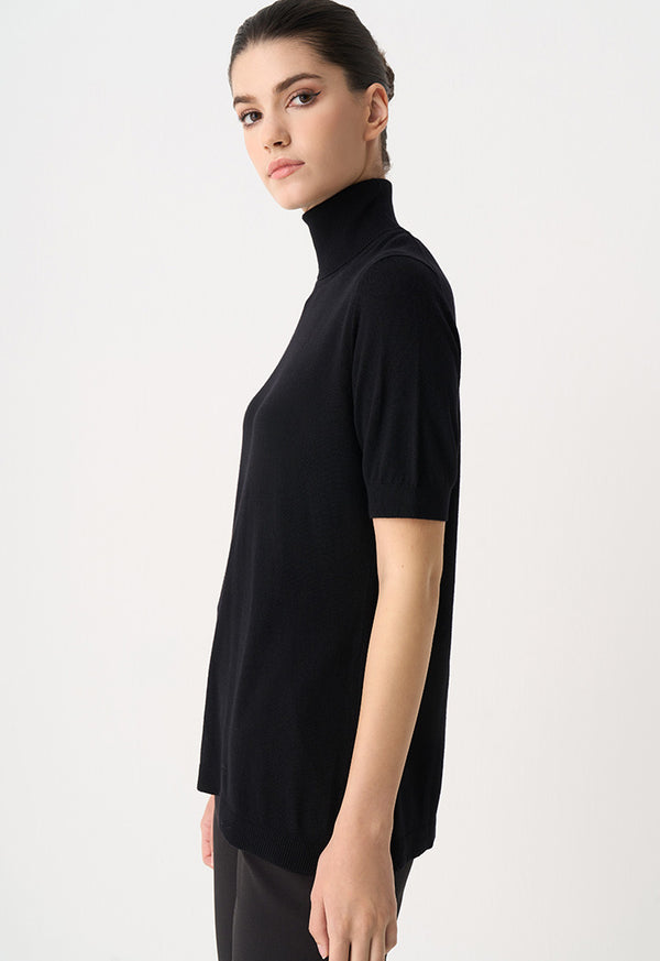 Choice Basic Short Sleeves Knitted T-Shirt Black