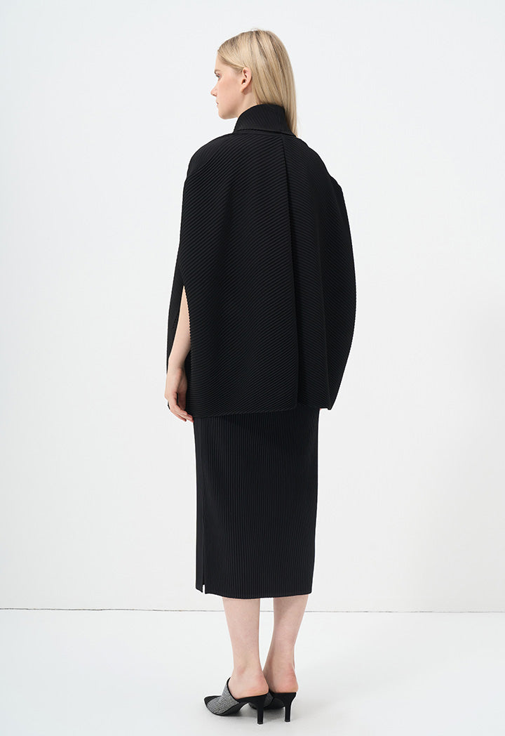 Choice Short Sleeves Kimono Pleated Basic Jacket Black