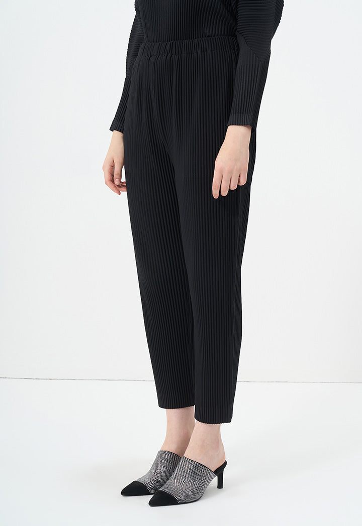 Choice Solid Straight Fit Pleated Trouser Black