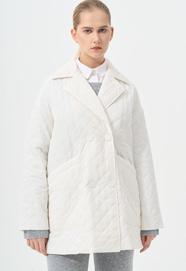 Choice Quilted Solid Jacket  Cream