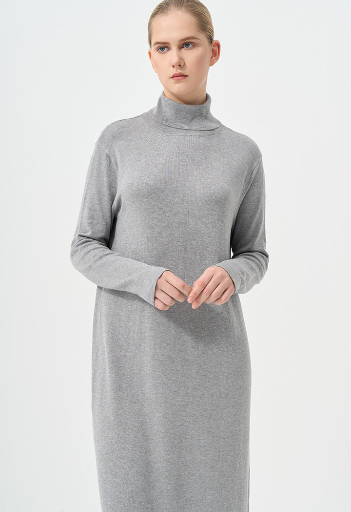 Choice Turtleneck Basic Maxi Dress Grey