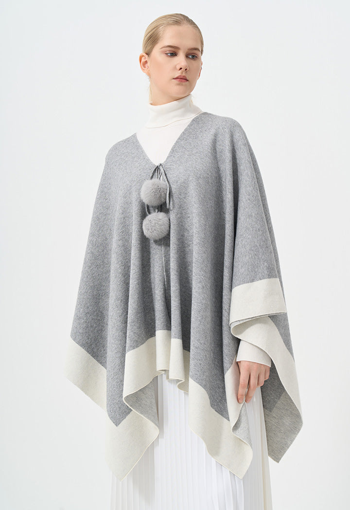 Choice Two Toned Asymmetrical Poncho Grey