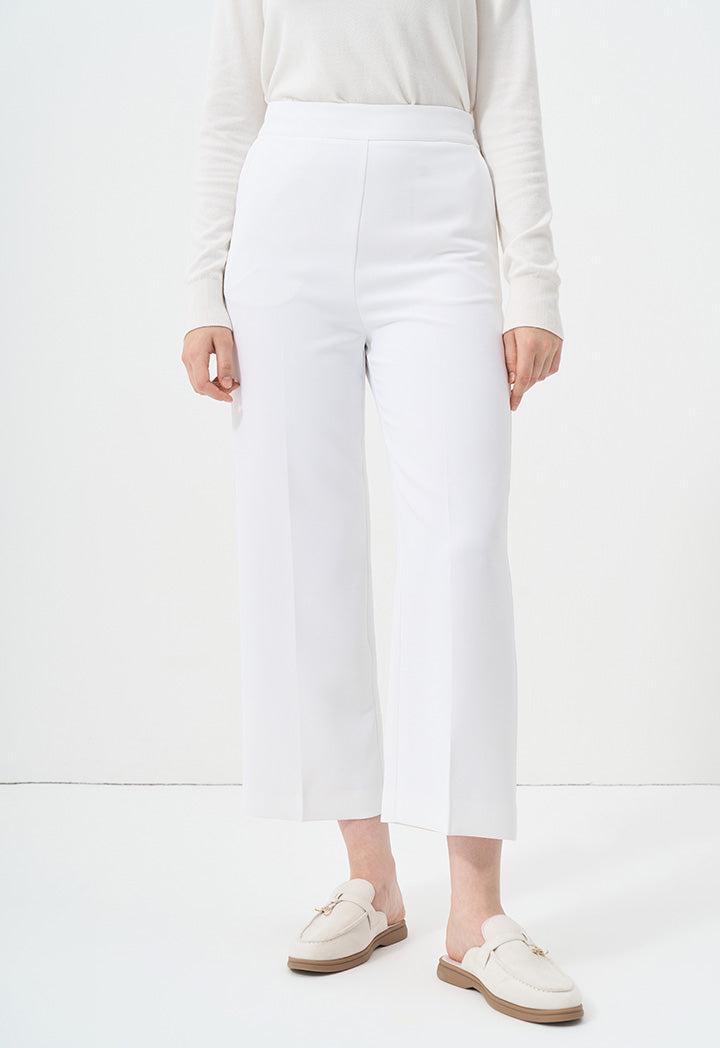 Choice Wide Leg Solid Trousers Off White