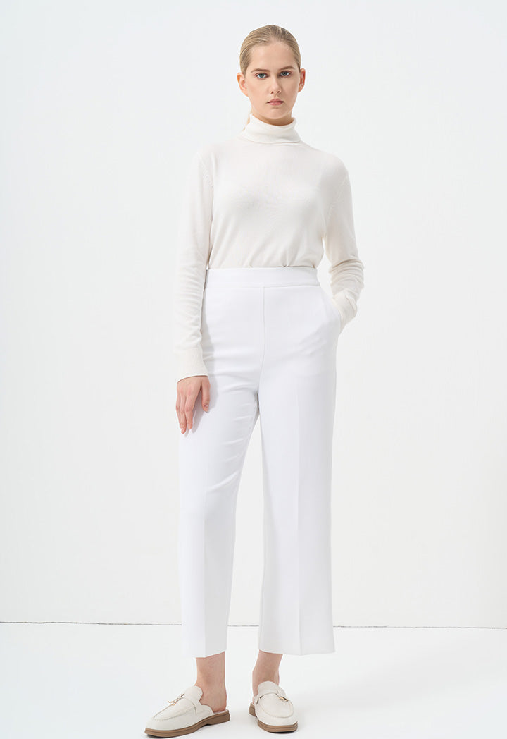 Choice Wide Leg Solid Trousers Off White