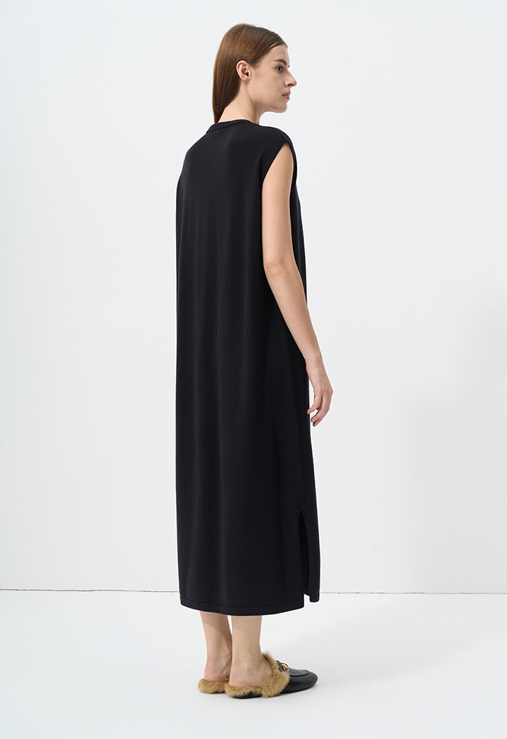Choice V-Neck Sleeveless Knitted Dress Black