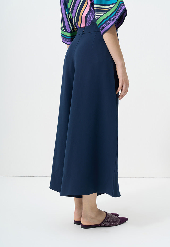 Choice Solid Wide Legs Culottes Navy
