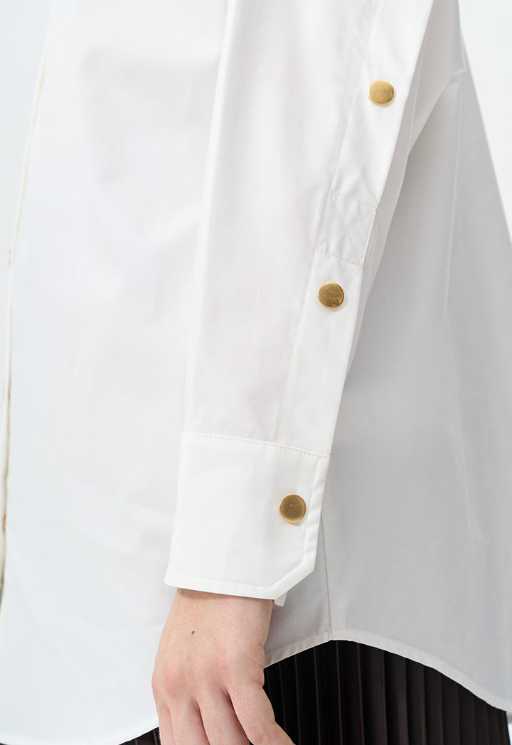 Choice Solid Long Sleeves Shirt  Off White