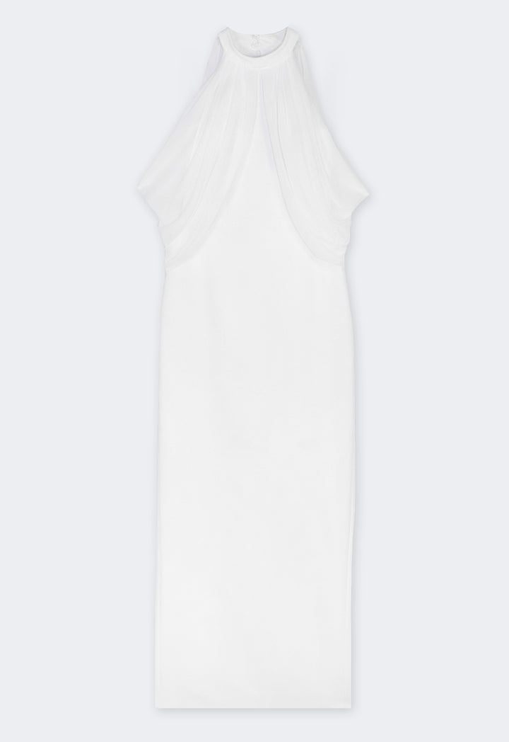 Riva Off-Shoulder Draped Bodycon Gown Dress White