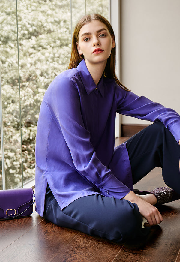 Choice Single Toned Long Sleeve Shirt Purple