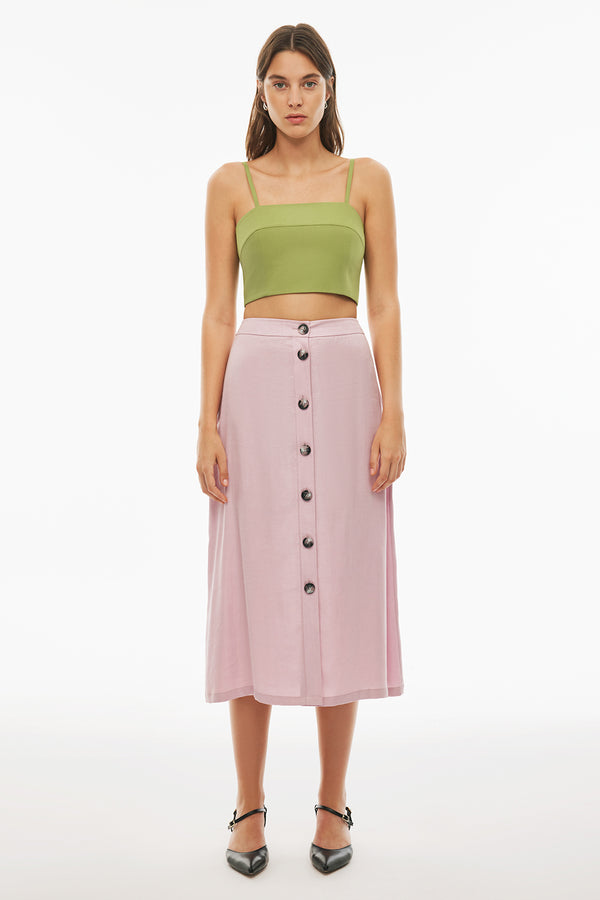 Perspective  High Rise Midi Skirt Pink