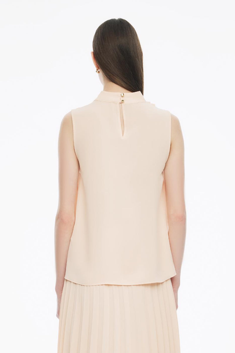 Perspective Stand-Up Collar Regular Length Blouse Apricot