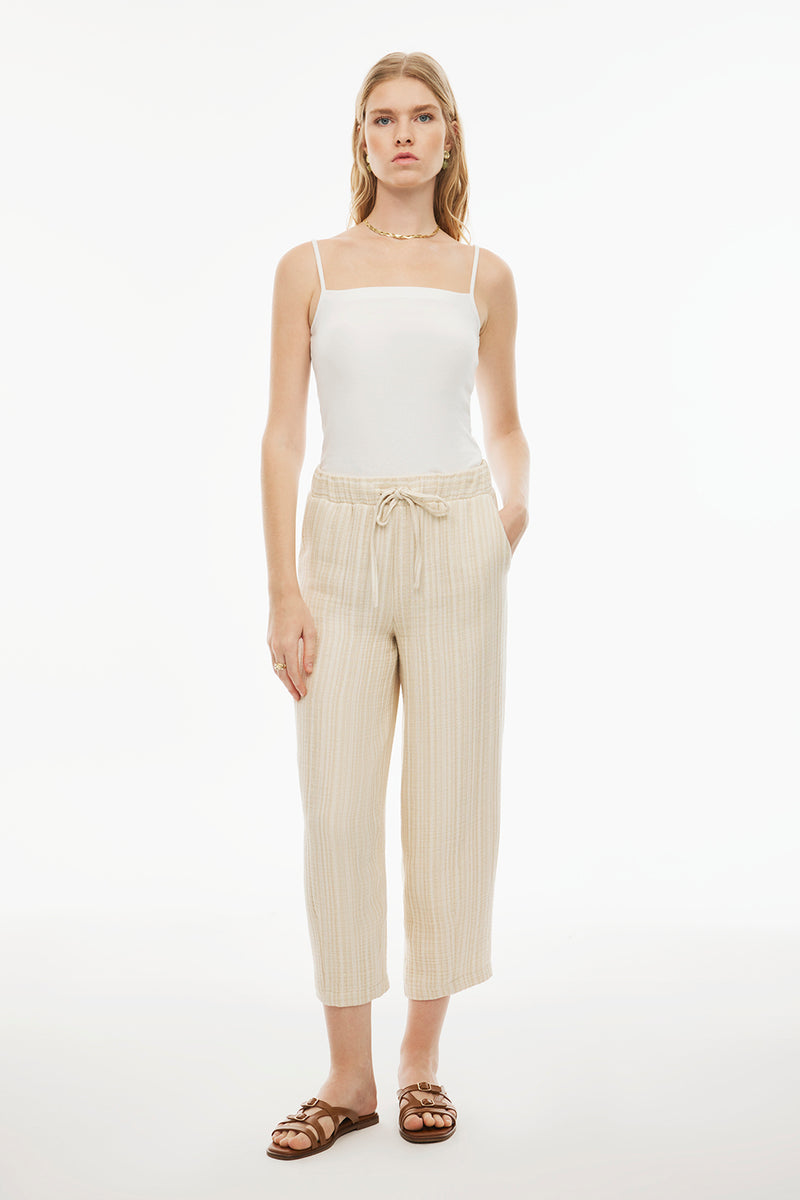 Perspective  Mid Rise Ankle Length Pants Ecru/Beige