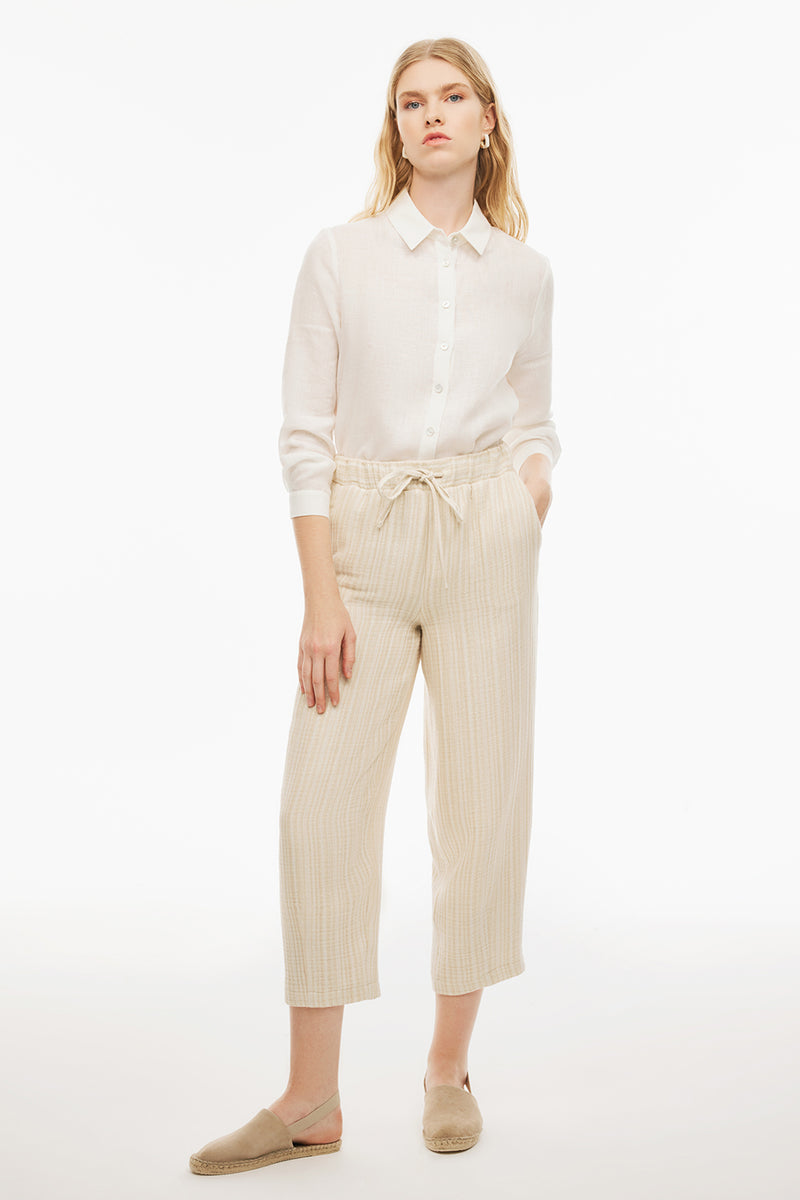 Perspective  Mid Rise Ankle Length Pants Ecru/Beige