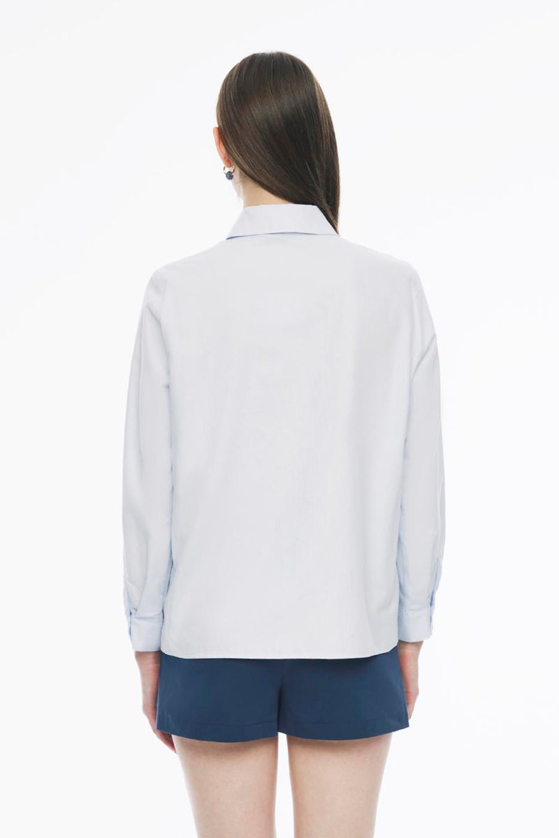 Perspective Cotton Long Sleeve Shirt Blue