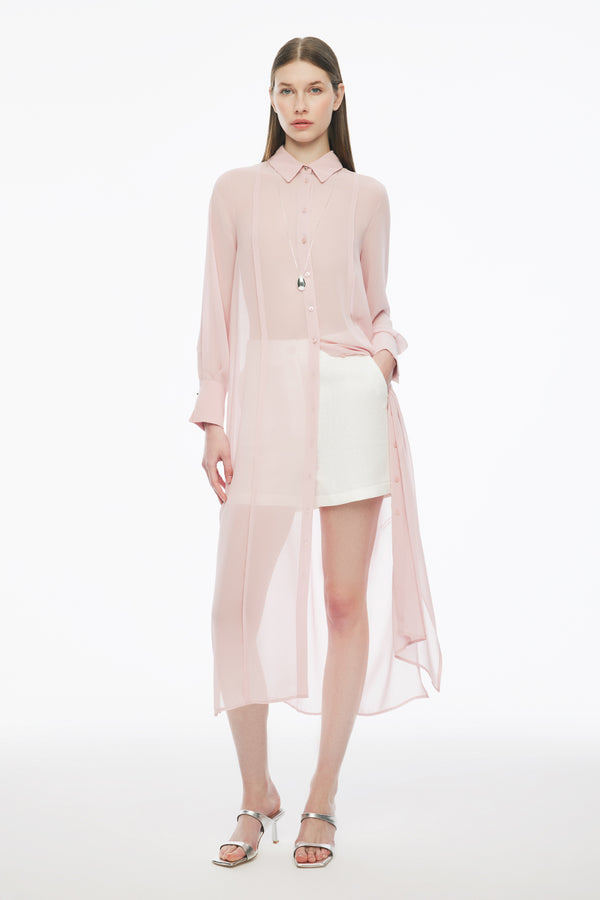 Perspective Shirt Collar Long Tunic Dusty Rose