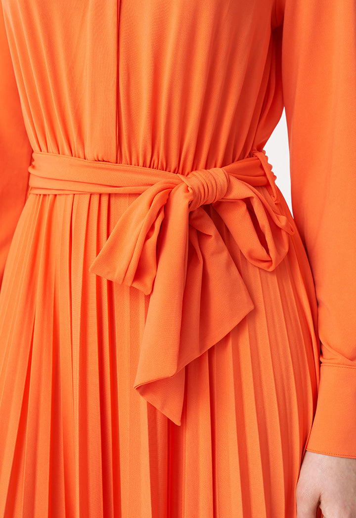 Choice Solid Half Button Maxi Dress Orange