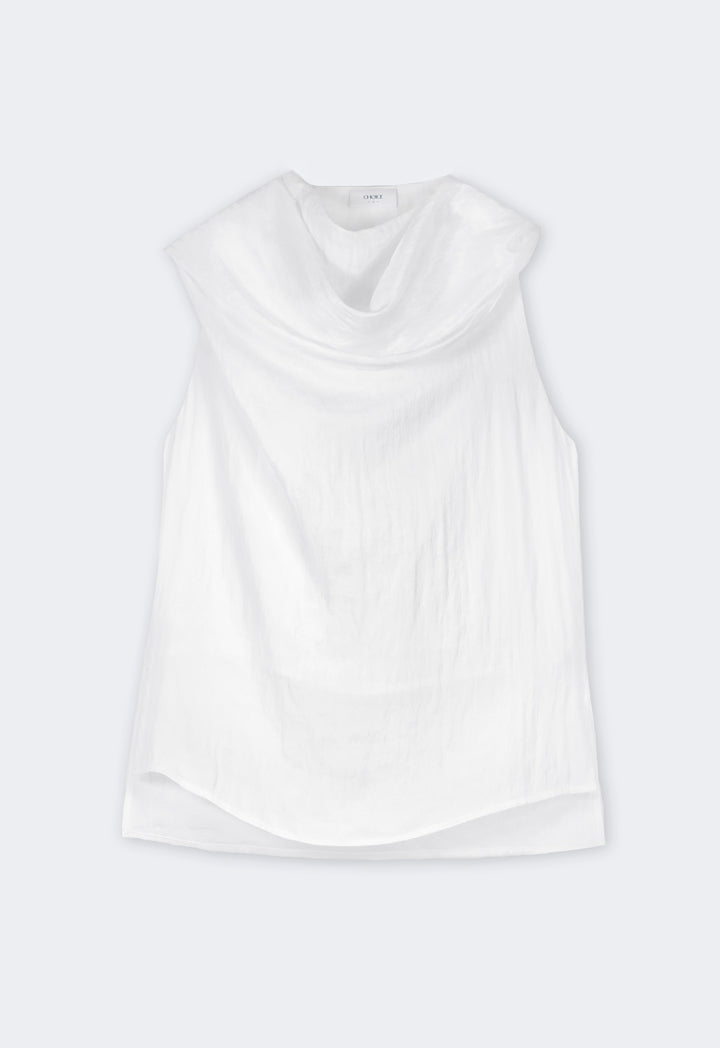 Choice Crinkled Sleeveless Top Off White