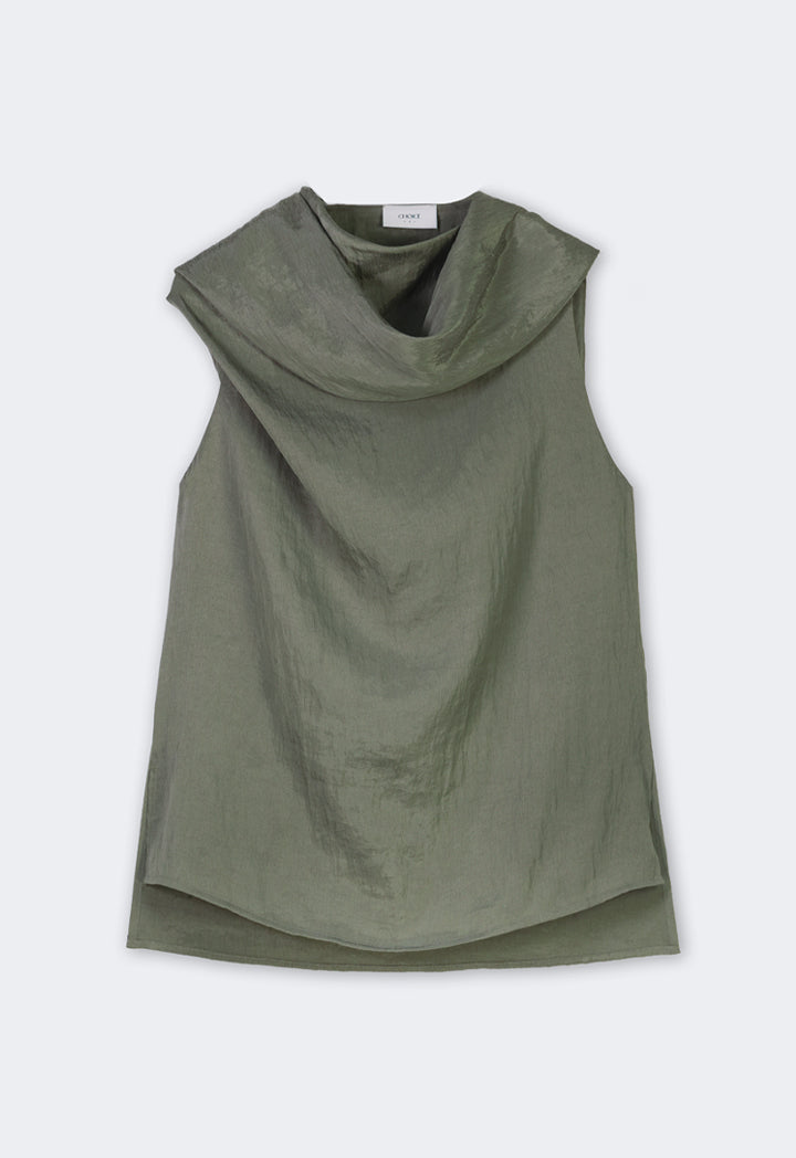 Choice Crinkled Sleeveless Top Olive