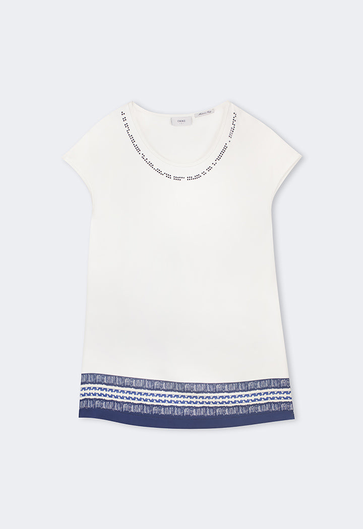 Choice Printed Cap Sleeves T-Shirt Off White