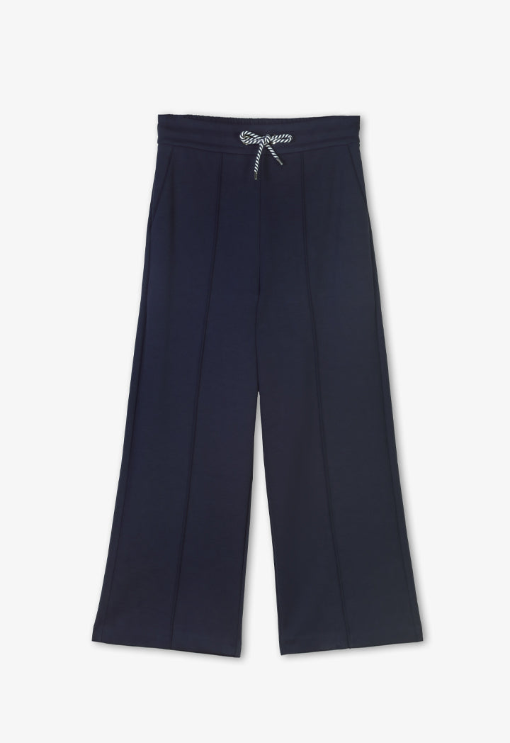 Choice Wide Legs Pin Tuck Basic Trousers Navy
