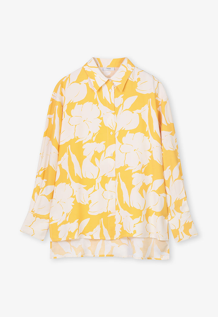 Choice High-Low Printed Shirt Yellow Print