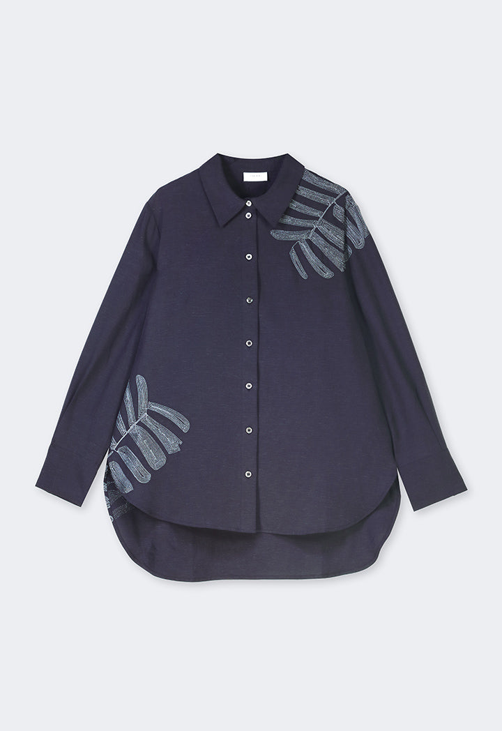 Choice Embroidered Lurex Shirt Navy