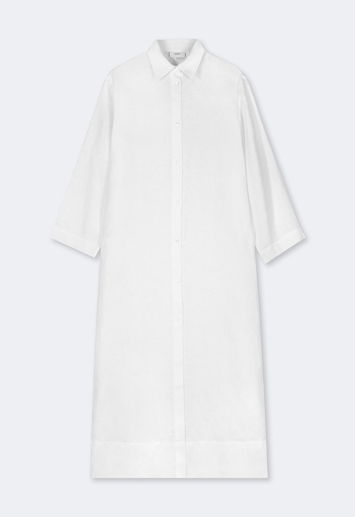 Choice Long Sleeve Basic Shirt Dress Off White