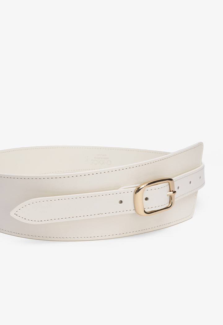Choice Solid Wide Waist Belt Off White