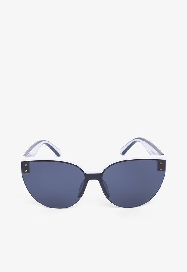 Choice Half Wire Studded Sunglasses White