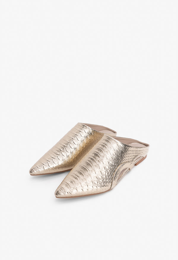 Choice Pointed Toe Metallic Mules Gold