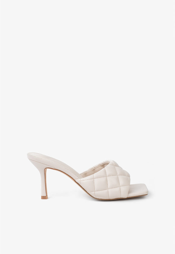 Choice Solid Quilted Heeled Sandals Beige