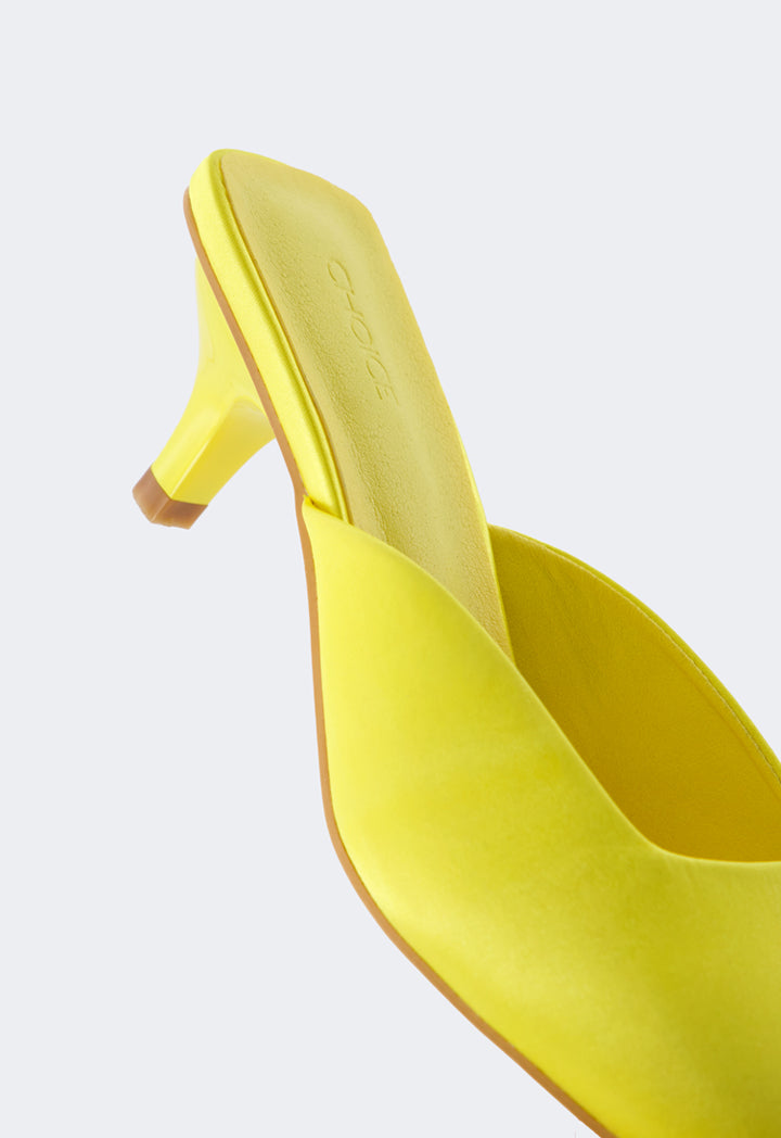 Choice Square Toe Heeled Mules Yellow