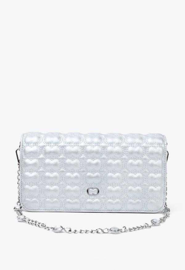Choice Metallic Quilted Cross Body Bag Silver