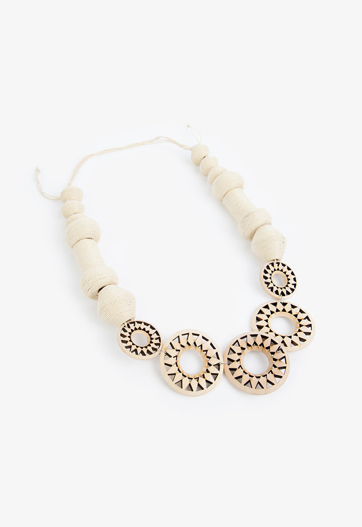 Choice Geometrical Thread Wrapped Necklace Light Beige