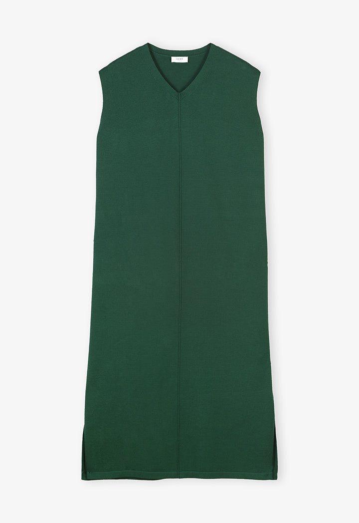 Choice V-Neck Sleeveless Knitted Dress Green
