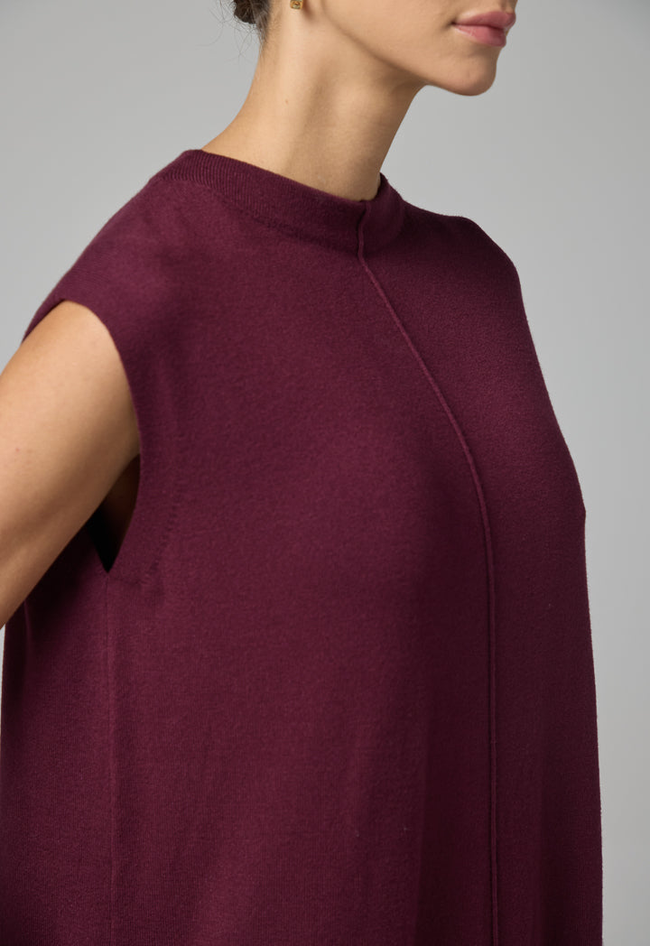 Choice Sleeveless Knitted Maxi Dress Burgundy